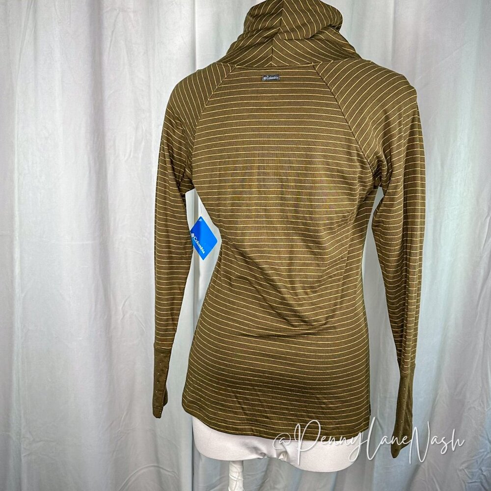 NWT Columbia Silver Falls Long Sleeve Shirt Olive Green Stripe - Picture 8 of 12